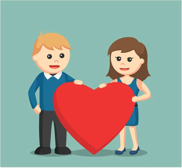 Couple holding big heart — Stock Vector