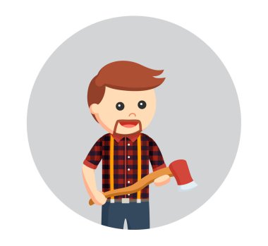 Oduncu balta daire arka planda