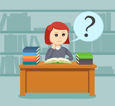 kız öğrenci kitap okurken karışık