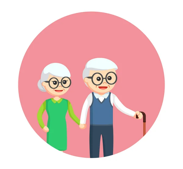 Großvater und Großmutter Händchen haltend — Stockvektor