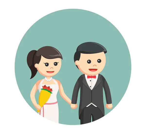 Pareja boda en círculo fondo — Vector de stock