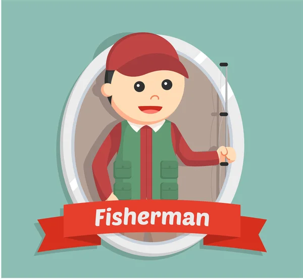 Pescador em design de ilustração emblema —  Vetores de Stock