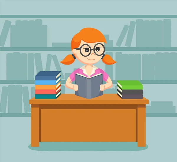Female student reading a book — Stock Vector