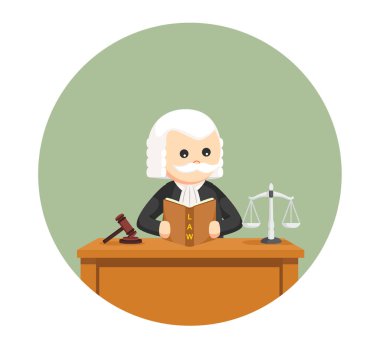 şişman yargıç daire arka planda hukuk kitap okuma