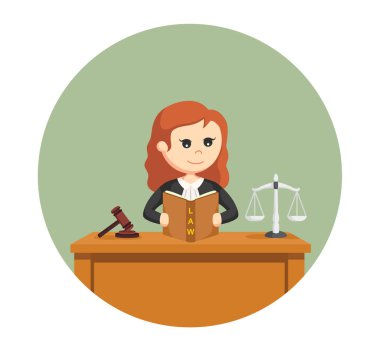 Daire arka planda hukuk kitap okuma kadın yargıç