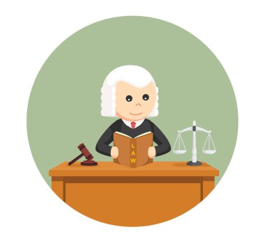 Yargıç daire arka planda hukuk kitap okuma