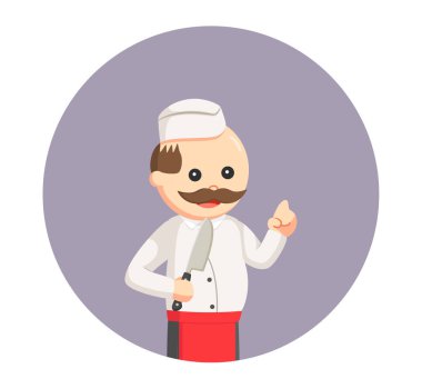 şişman Kasabı adam elinde bıçakla daire arka planda