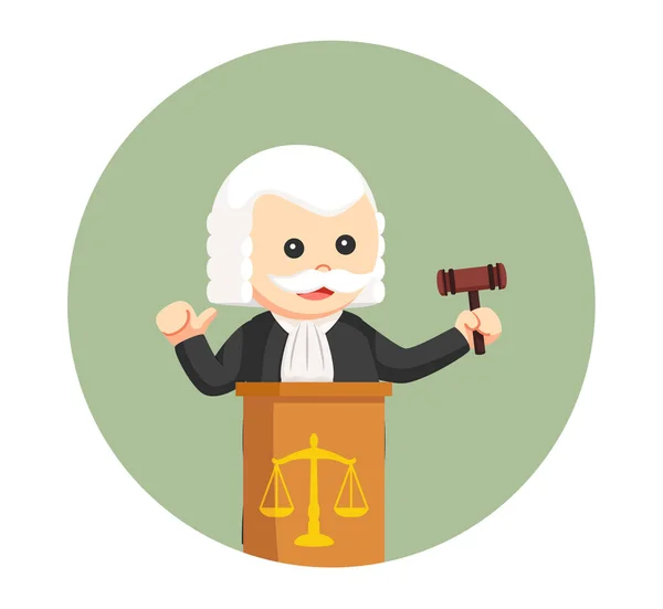 Fat judge with podium in circle background — Stock Vector