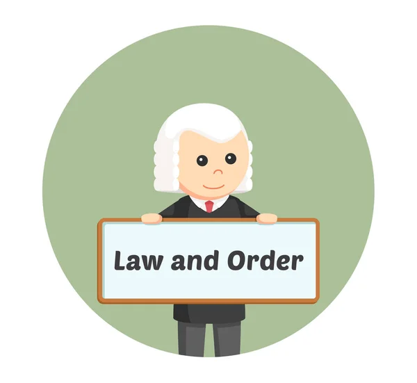Juge avec la loi et l'ordre panneau signe en arrière-plan cercle — Image vectorielle