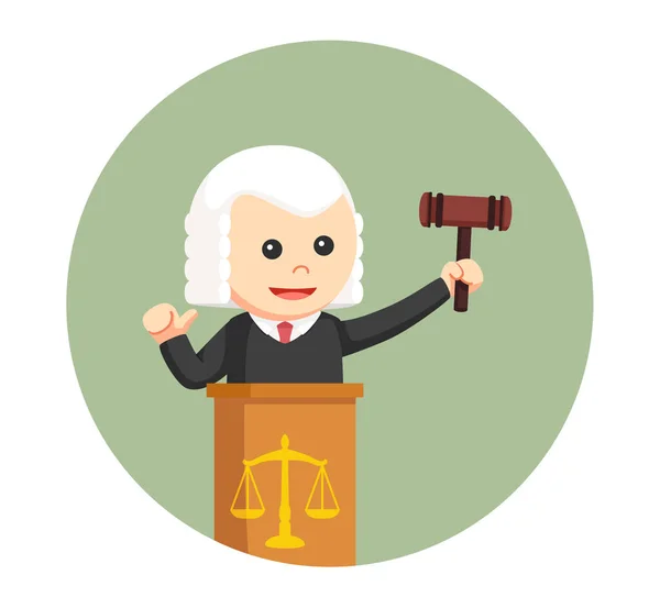Judge with podium in circle background — Stock Vector