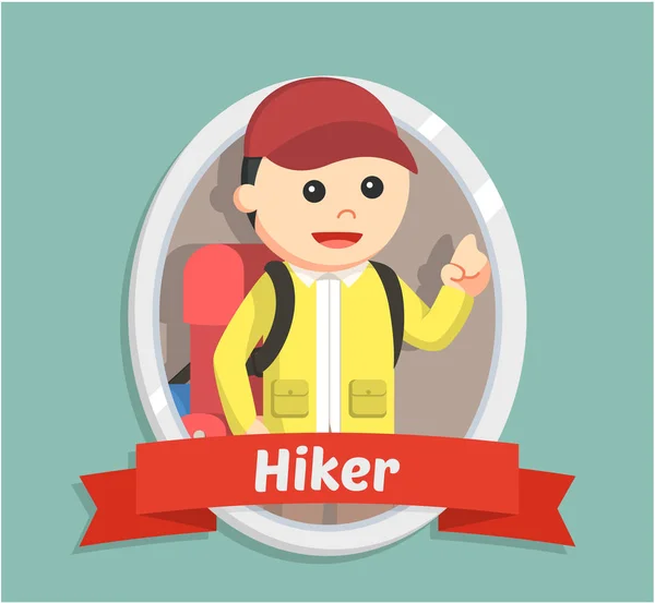 Hiker in emblem illustration design — Stock Vector