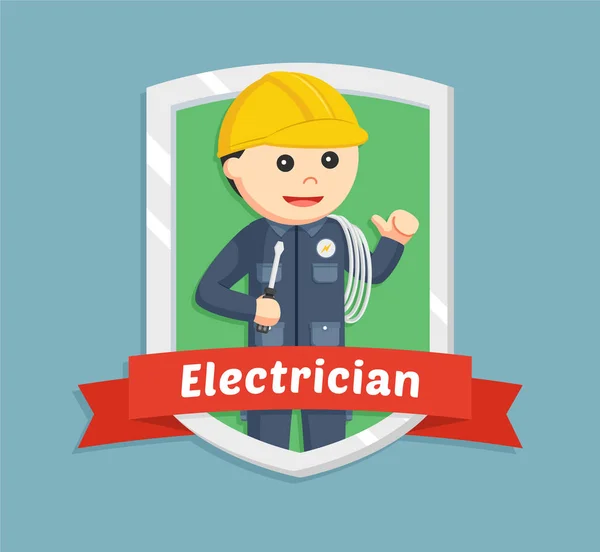 Electricista en diseño de ilustración de emblema — Archivo Imágenes Vectoriales