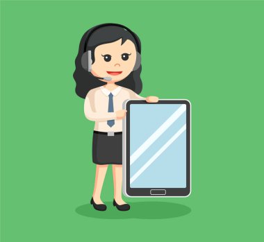 Çağrı Merkezi kadın tablet ile