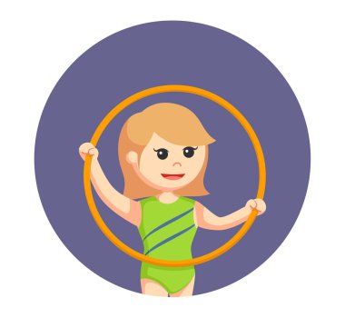 kadın topuz çember daire arka planda ile jimnastik