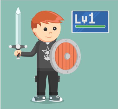 1 rpg oyun holding kılıç ve kalkan düzeyi