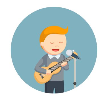 şarkıcı adam ile daire arka planda Gitar solo