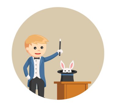 Sihirbaz şapkasını daire arka planda gelen tavşan çağırmak