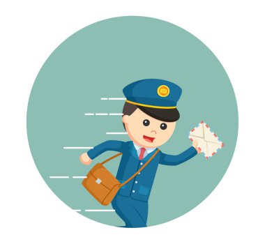 Postacı teslim mektup daire arka planda çalışan