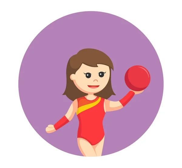 Donna ginnastica con palla in cerchio di sfondo — Vettoriale Stock