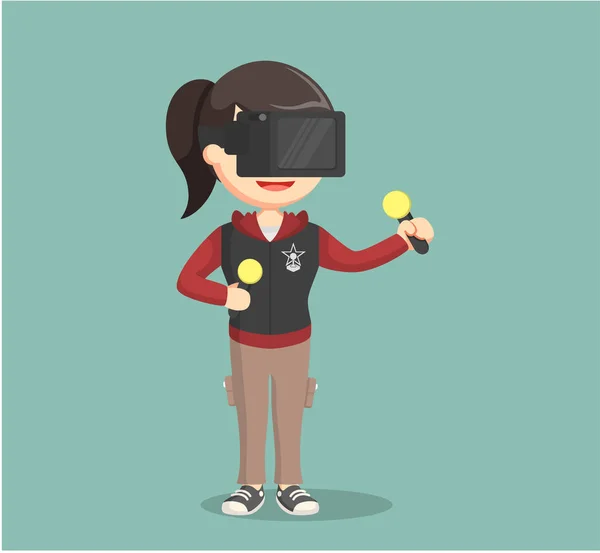 Jugador femenino jugando vr juego — Archivo Imágenes Vectoriales