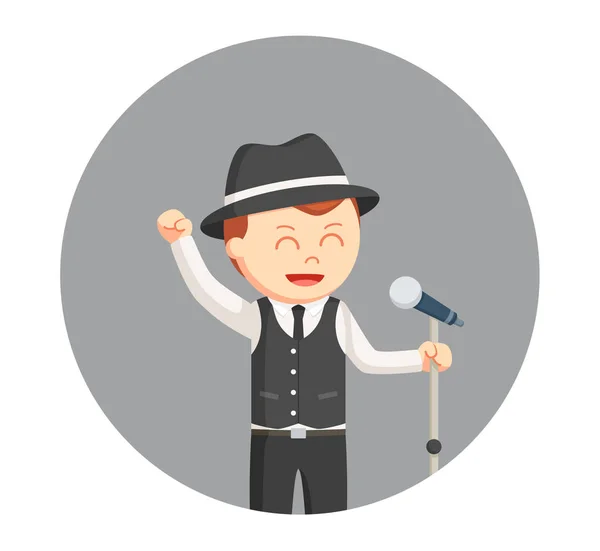 Jazz singer man in circle background — Vetor de Stock