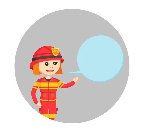 Fire woman with callout in circle background — Stock Vector