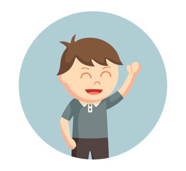 Daire arka planda el sallayarak küçük çocuk