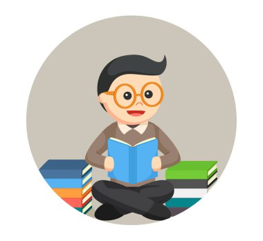 kütüphaneci erkek daire arka planda okuma