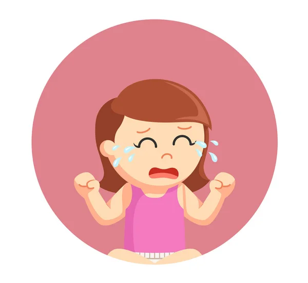 Meisje van de baby huilen in cirkel achtergrond — Stockvector