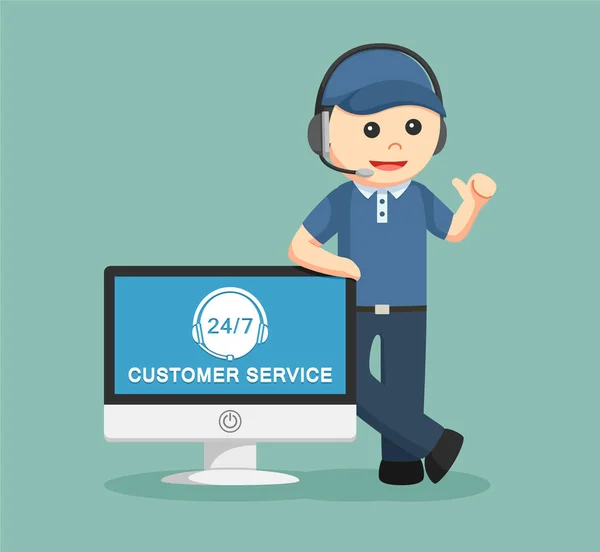 Repartidor con servicio al cliente — Vector de stock