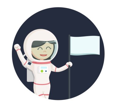 astronot kız daire arka plan bayrak ile