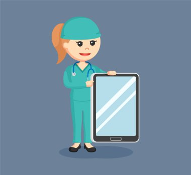 tablet ile kadın cerrah