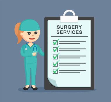 kadın cerrah cerrahi hizmetleri pano ile