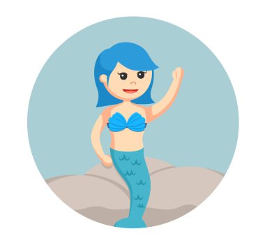 erkek mermaid bir taş daire arka planda oturmak