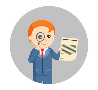 erkek avukat büyütme cam daire arka planda olan yasal belge arıyorum