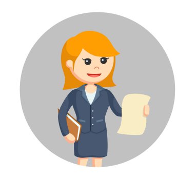 Daire arka planda yasal belgelerle kadın avukat