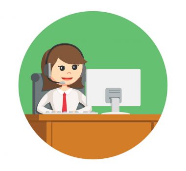 Merkezi kadın onun çalışma masası ile daire arka planda derim