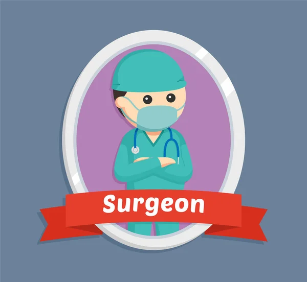 Chirurgo grasso in emblema — Vettoriale Stock