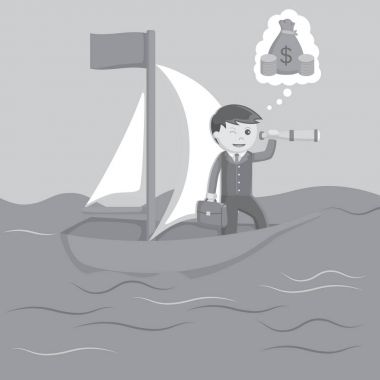 işadamı yelken için para siyah ve beyaz renk stili
