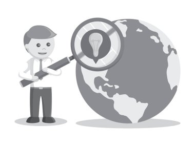 işadamı arama fikri üzerine Dünya siyah ve beyaz renk stili