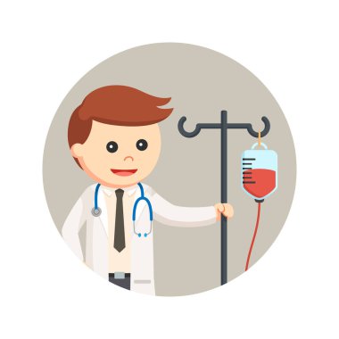 kan torbası kutup daire arka planda tutan doktor