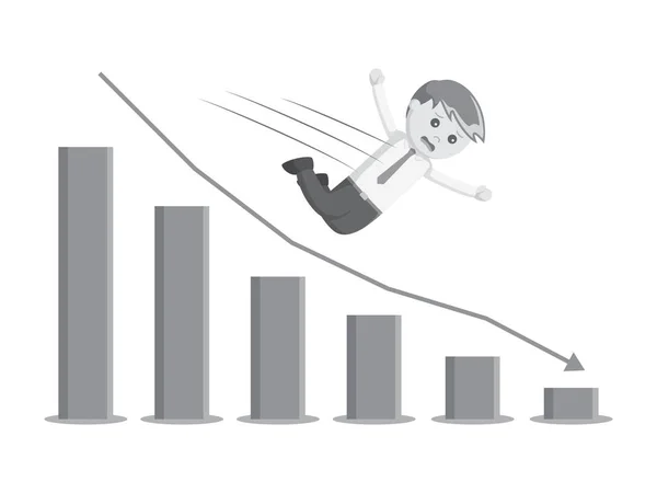 Zakenman vallen grafisch zwart-witte kleurstijl — Stockvector