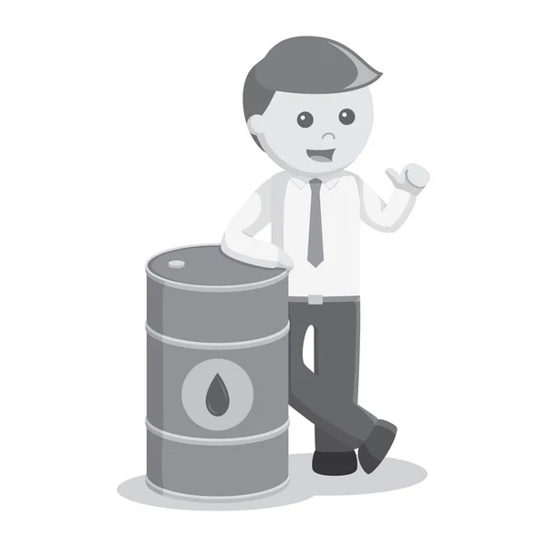 Businessman with oil barrel black and white color style — Stock Vector