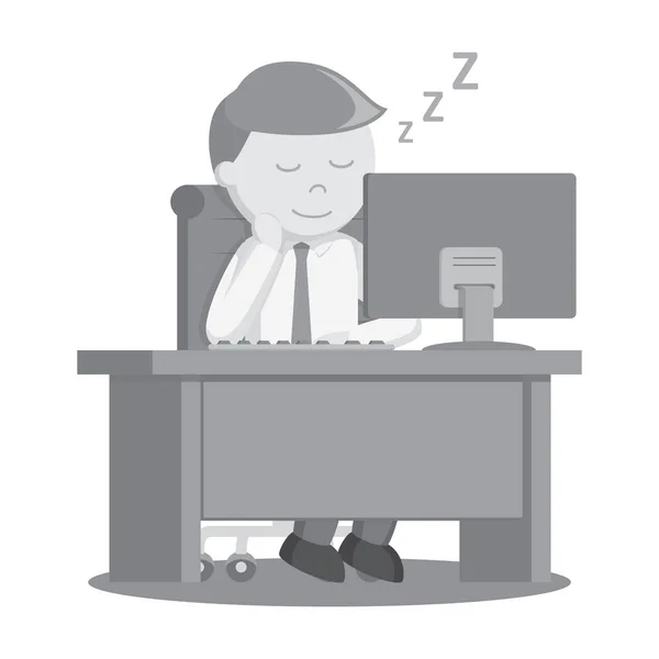 Businessman sleep while working black and white color style — Stock Vector