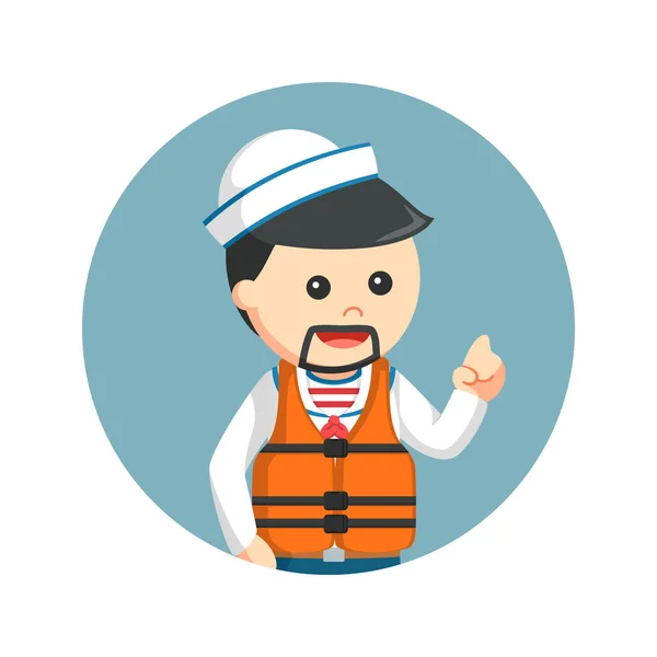Námořník na sobě plovací vestu v kruhu pozadí — Stockový vektor