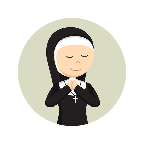 Nonne priant en arrière-plan cercle — Image vectorielle