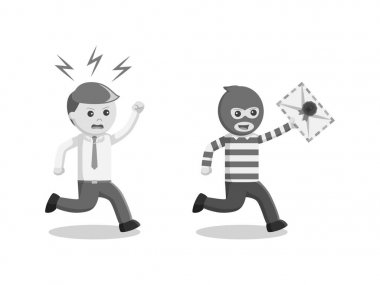 siyah ve beyaz işadamı posta hırsız siyah beyaz tarzını takip