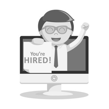 siyah ve beyaz işadamı veren bilgisayar siyah beyaz stil iletiden kiraladı