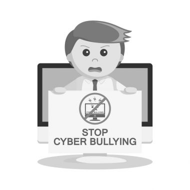 siyah ve beyaz işadamı bilgisayar siyah beyaz stilinden dur zorbalık mesaj vermek