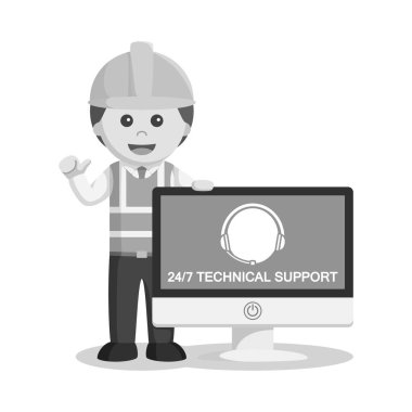 cs logo monitör siyah beyaz stili ile siyah beyaz teknisyen